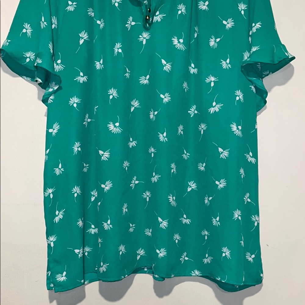 Liz Clairborne Green Ruffled Peasant Blouse Size XXL - Picture 4 of 6